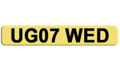 Private car number plate for a Wedding Planner, Bridal Shop, Wedding Car UG07 WED